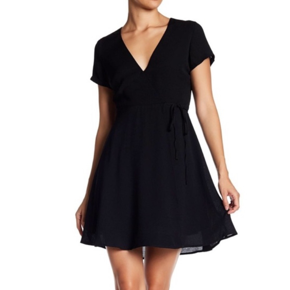LUSH Mini Black Wrap Dress
